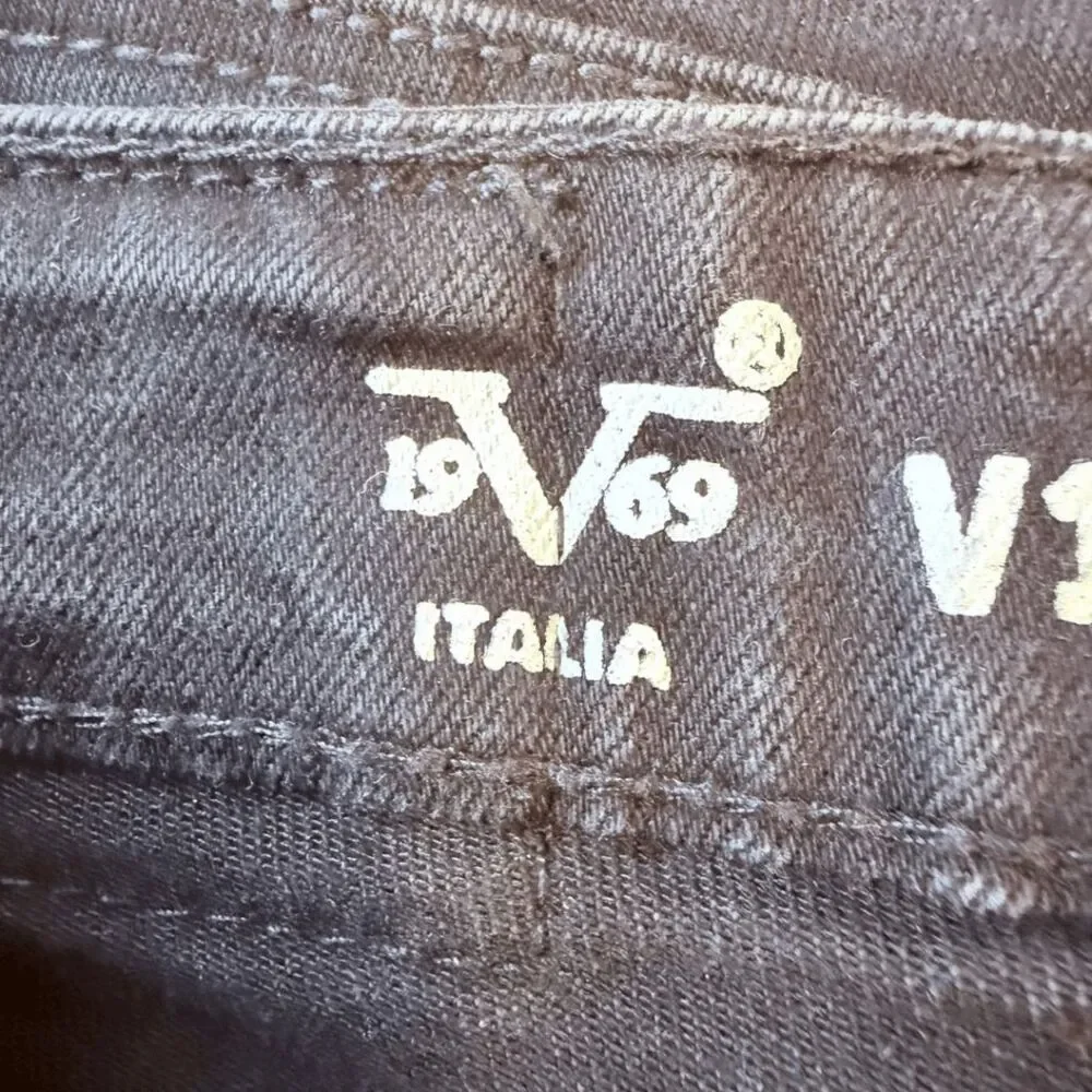 V1969 Italia Men's Abbigliamento Sportivo SRL Moto Skinny Jeans Black Size 32x32